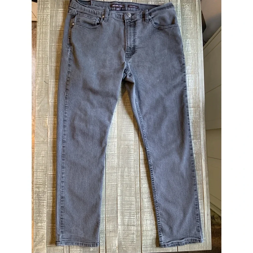 Michael Kors Men's Grant Classic Fit Gray Stretch Denim Jeans 34x30